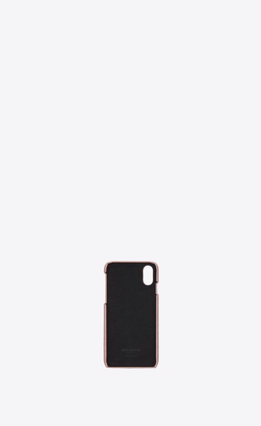 Custodia per iPhone 10 in pelle lucida stampata effetto coccodrillo rosa tenue